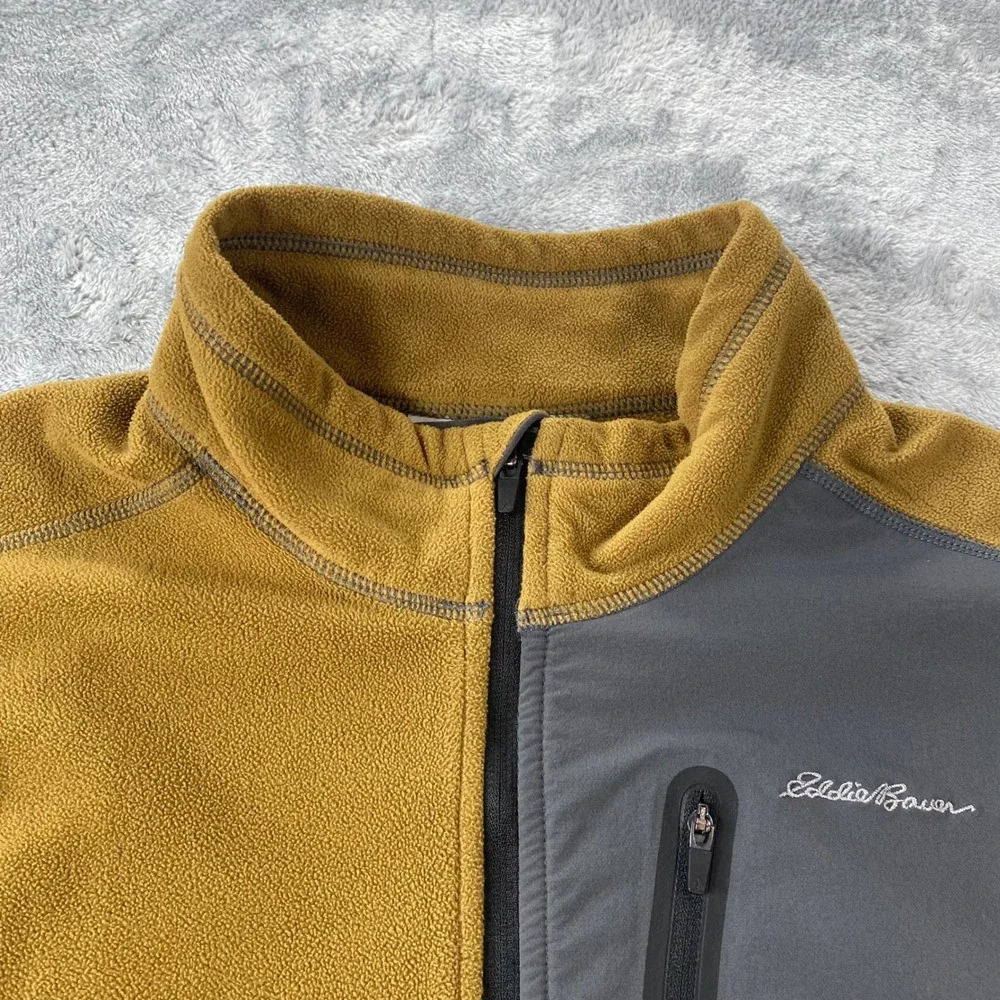 EDDIE BAUER First Ascent Fleece Pullover Mens XL Tan 1/4 Zip Chest Pocke